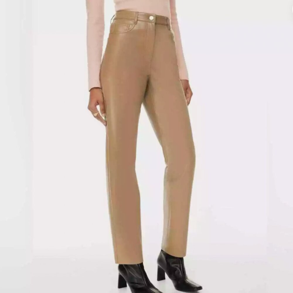 Aritzia Wilfred The Melina Vegan Leather Pant in Saville Beige (8)